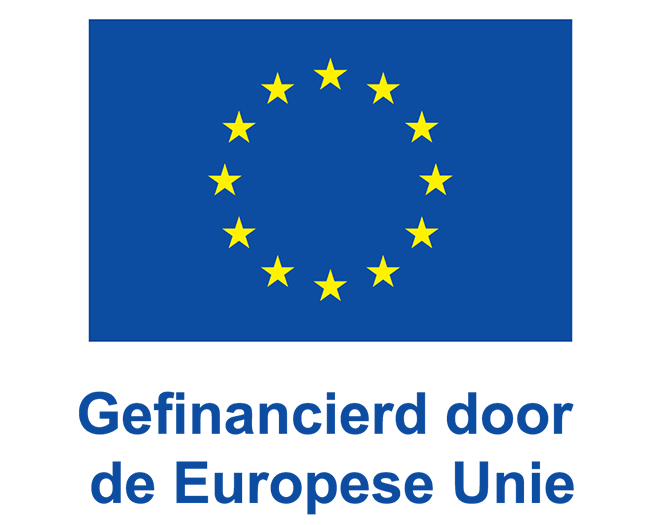 Afbeelding van de EU vlag met daaronder de tekst: Gefinancieerd door de Europese Unie